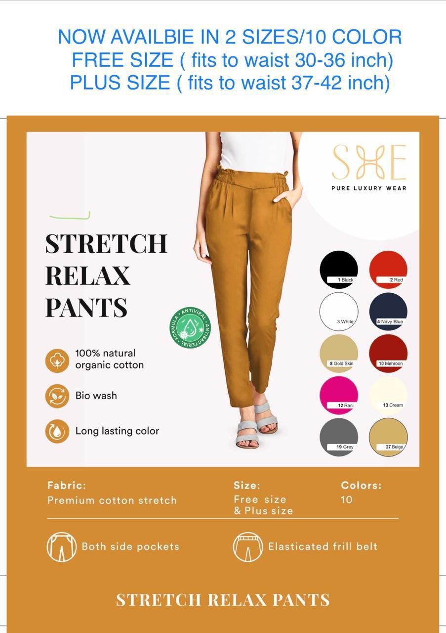 SHE - STRETCH RELAX PANTS-Free Size